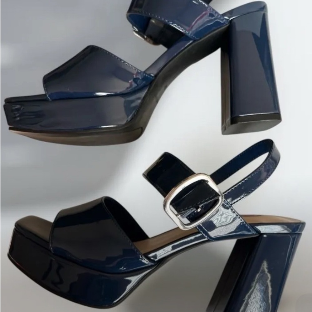 Marc Fisher Patent Navy Platform Heels - NO BOX